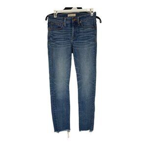 Madewell Womens 9" High-Rise Skinny Crop Jeans Raw Hem Size 25 Blue Denim